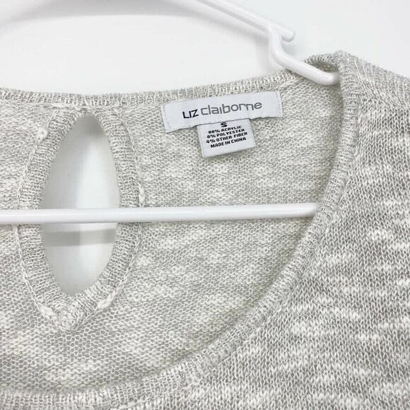 Liz‎ Claiborne Gray Silver Shimmer Sweater Oversized Pullover Size Small - Picture 2 of 5